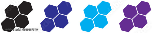 Honeycomb icon set featuring geometric hexagon pattern shapes representing
