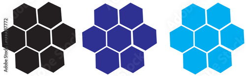 Honeycomb icon set featuring geometric hexagon pattern shapes representing