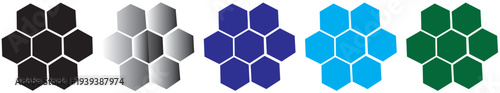 Honeycomb icon set featuring geometric hexagon pattern shapes representing