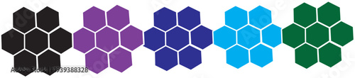 Honeycomb icon set featuring geometric hexagon pattern shapes representing