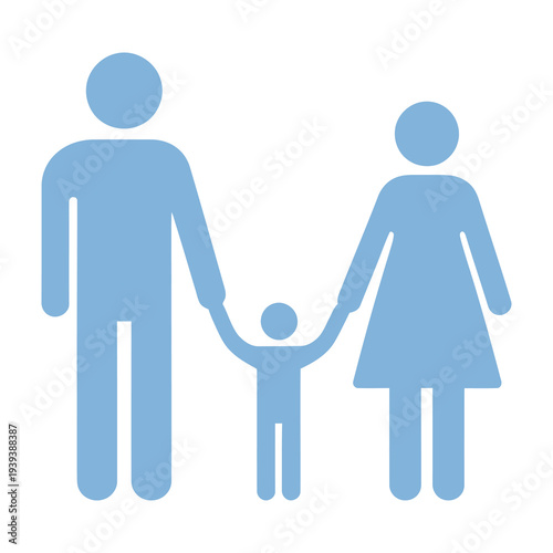 Silhouettes of family holding hands together in minimalist style