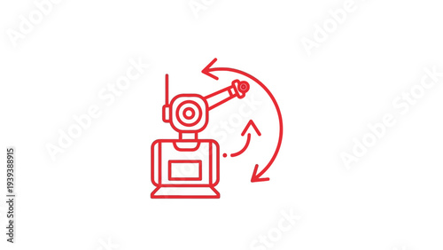 Industrial Robot Arm Machine Icon Graphic.