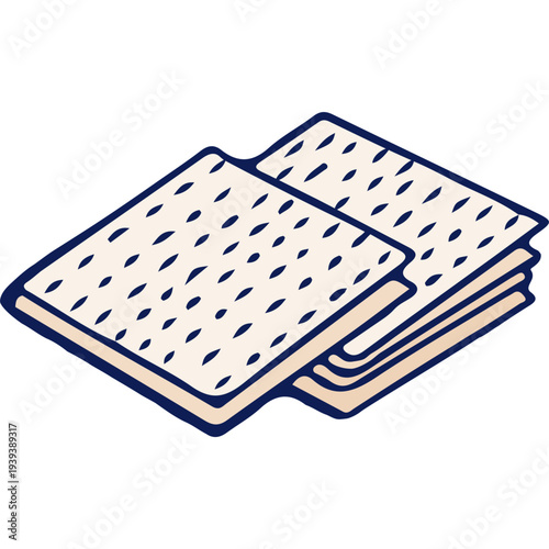 Jewish Passover Holiday Food Matza Icon. Minimalist Hand-Drawn Pesach Matzo bread