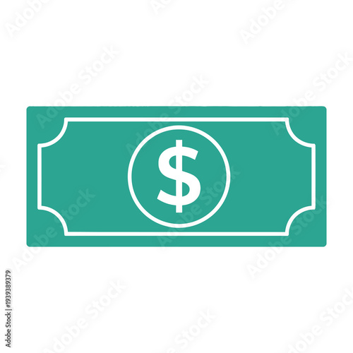 Green dollar bill with white borders and a dollar symbol in the center