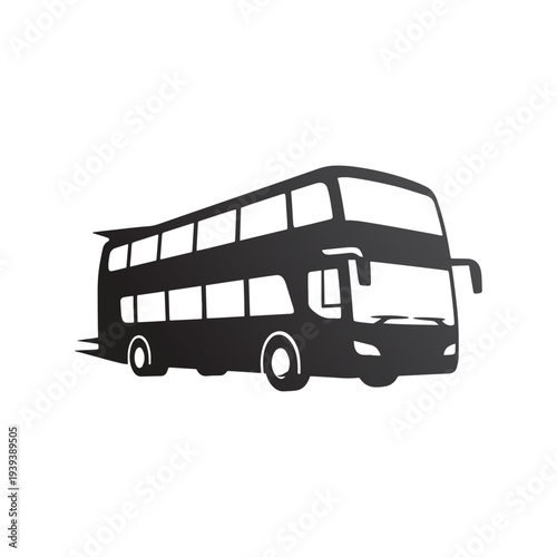 Double-decker bus illustration on a plain background viewed from the front side