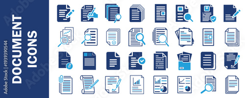 Business document concept with paperwork files, digital records, office documentation, data management forms, and corporate administration elements for professional workflow and information