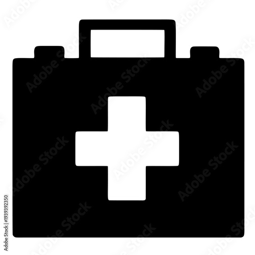 First aid kit icon illustration for emergency and healthcare concepts. Flat vector design representing medical assistance, safety, and emergency treatment for hospitals, clinics, and health apps.