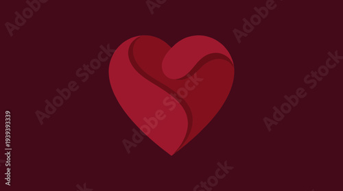 An artistic representation of a stylized heart in deep red tones, symbolizing love, passion, and emotions, serving as a visually appealing icon perfect for personal expressions.