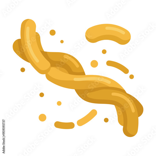 Vibrant abstract portrayal of golden bacteria and microbes swirling in an animated style, symbolizing life, science, and the unseen world of microorganisms in a stunning design.