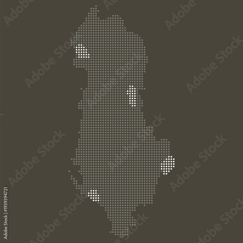 Albania Grey White Dotted Map Brown Energy Transition Solar Hydroelectric