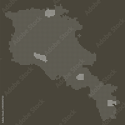 Armenia Grey White Dotted Map Brown Energy Transition Solar Hydroelectric