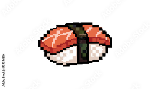 Pixel art sushi illustration isolated on black background