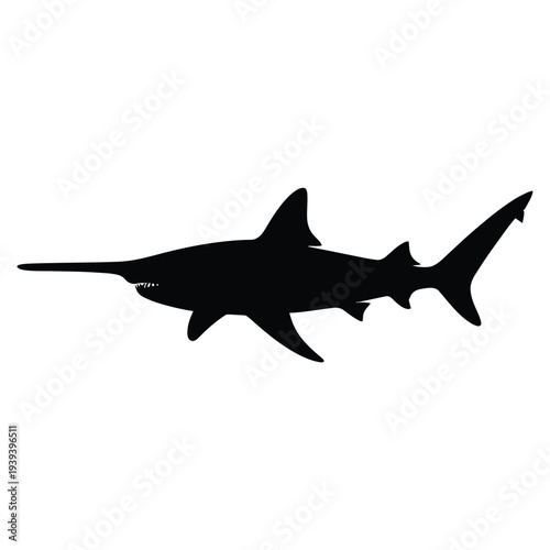 A striking silhouette of a sawfish showcasing its distinctive rostrum