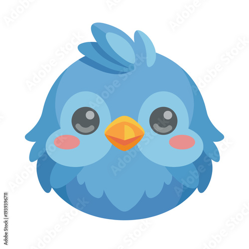This image showcases an adorable blue bird illustration, characterized by large expressive eyes and charming features, embodying cuteness and nature's beauty.