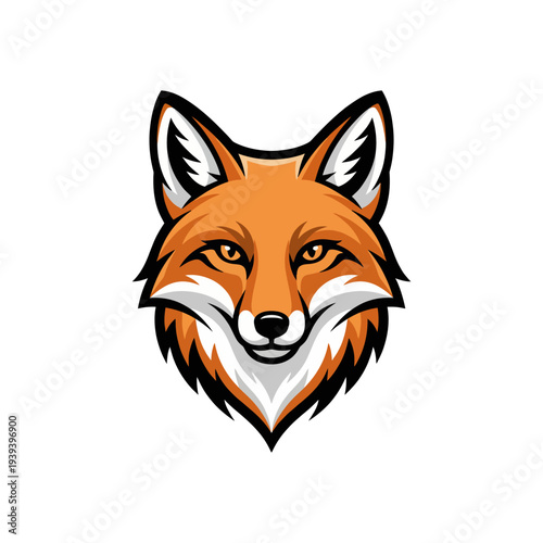 A vibrant and modern stylized fox head logo, characterized by its bold colors and sharp features, representing cunning, agility, and a playful spirit, perfect for branding.