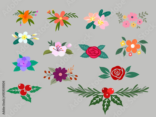 set of flowers