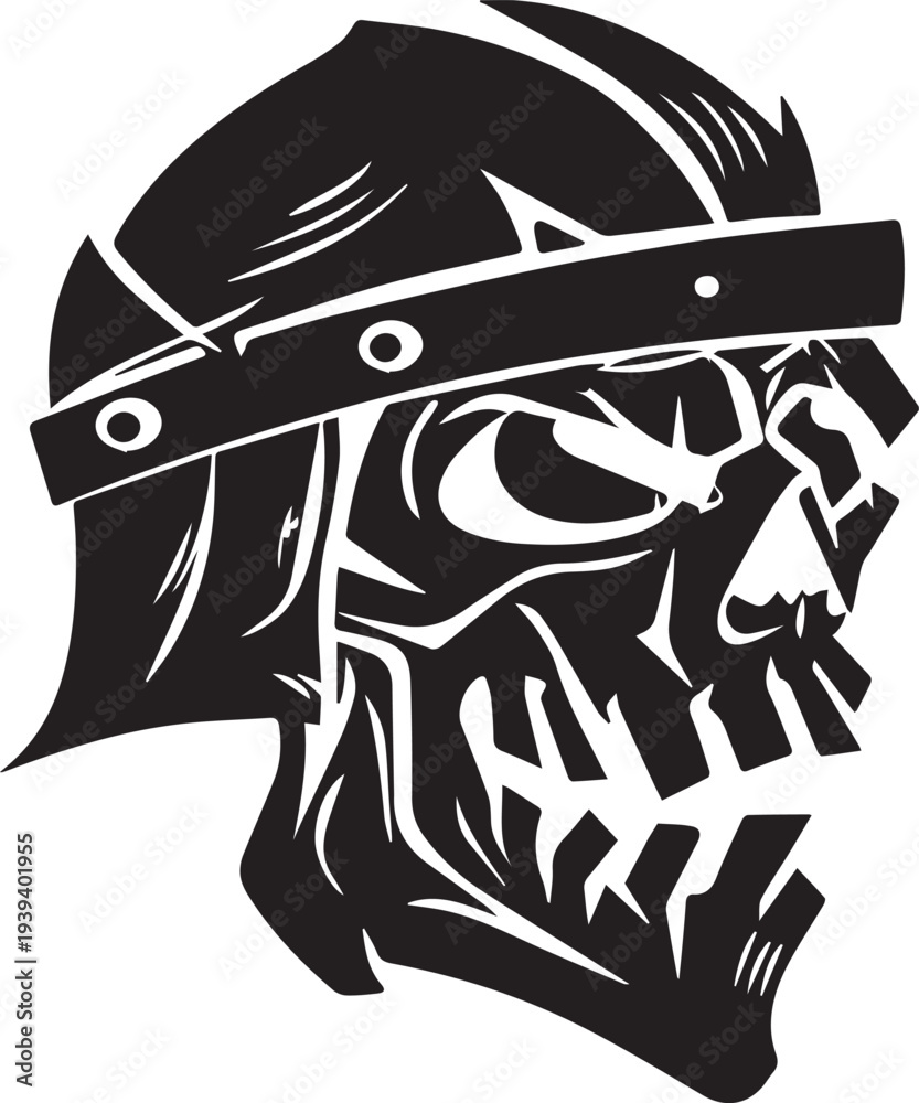 Fototapeta premium Army of Darkness Skeleton Warrior Head Logo Vector - Evil Undead Icon