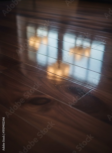 Polished Dark Wood Flooring with Reflections