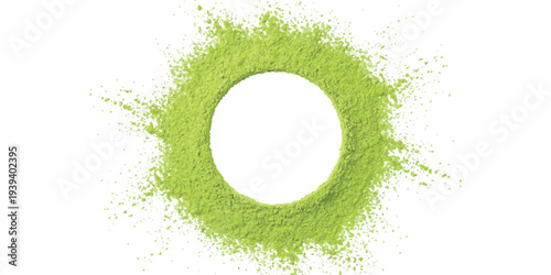Abstract green dust powder scattered in a circle shape empty frame background vector illustration
