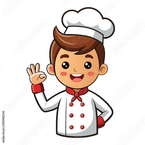 Vector cartoon chef boy waving