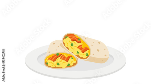 Delicious breakfast sandwich with fresh ingredients and colorful fillings