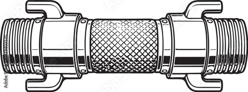 Firefighter Hose Coupling Connector Line Art Vector Illustration