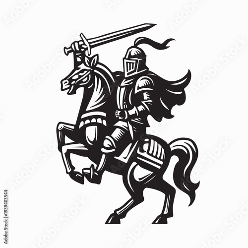 Courageous Knight On Horseback Image Vector Design On White Background