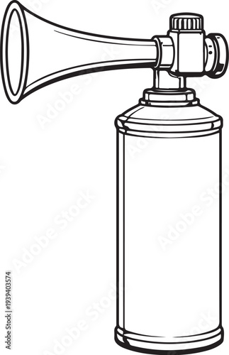 Emergency Air Horn Device Firefighter Line Art Vector Illustration