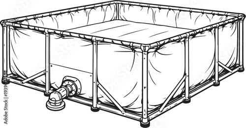 Portable Firefighter Water Tank Line Art Vector Illustration