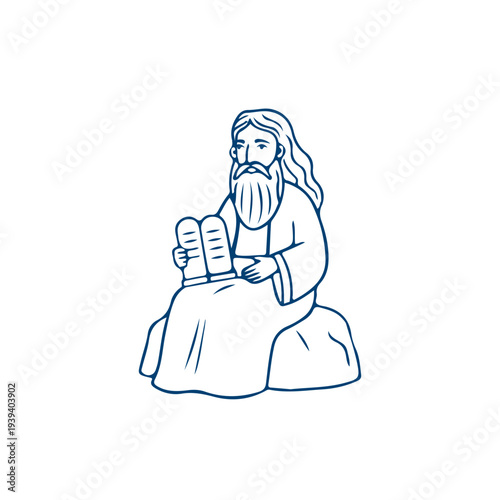 Moses with Ten Commandments and Passover celebration