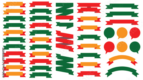 Vector Collection of Colorful Banners, Ribbons, and Speech Bubbles for Design Elements