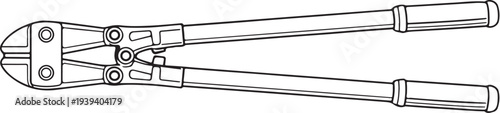 Firefighter Bolt Cutter Line Art Vector Side View