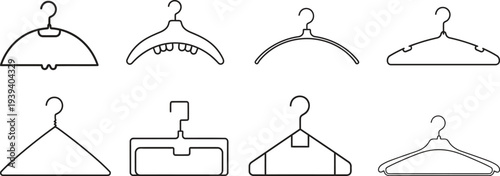 Variety of hanger designs and shapes for clothing and accessories