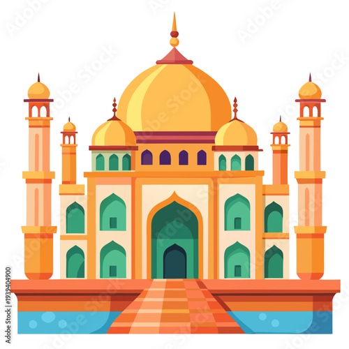 Stunning illustration of the Taj Mahal in vibrant colors and modern style
