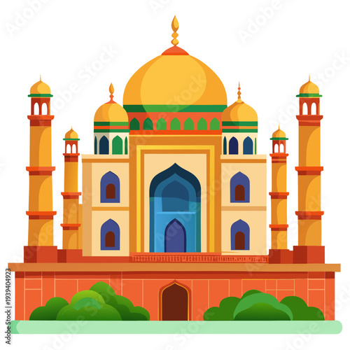 Stunning illustration of the Taj Mahal in vibrant colors and modern style