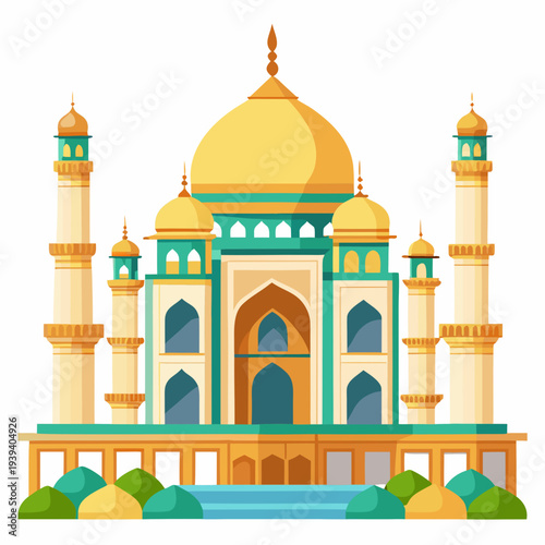 Stunning illustration of the Taj Mahal in vibrant golden hues