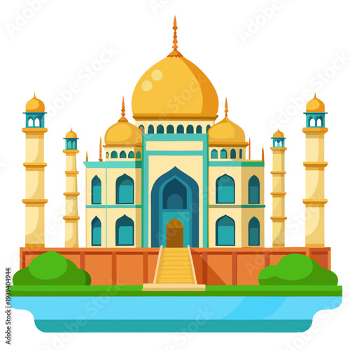 Majestic Taj Mahal standing tall with golden domes and minarets