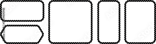 Nautical rope frame set isolated on white background