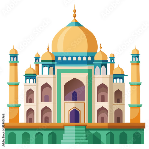 Stunning illustration of the Taj Mahal in vibrant colors and modern style