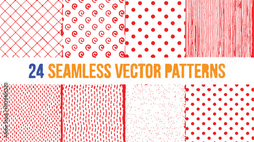 A Diverse Collection of Twenty-Four Seamless Vector Patterns for Creative Graphic Designs
