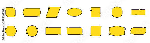 Quote box frame set. Texting quote boxes. Templates of texting black line quote frames for definition, remark, and citation design. Vector illustration.