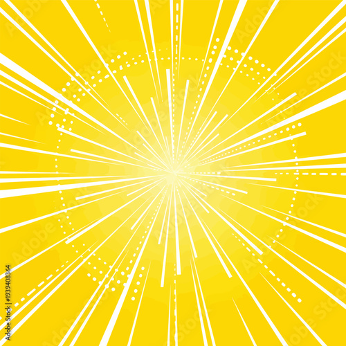 Yellow Background with White Radial Lines and Dots