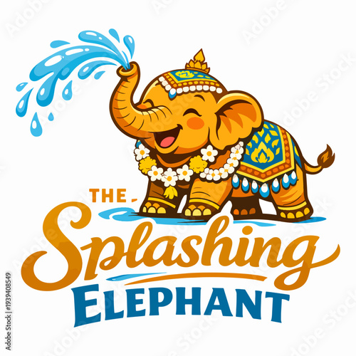 Lively The Splashing Elephant logo showing smiling elephant spraying water, symbolizing joy, fun, prosperity, and the cultural celebration of Thai Songkran festival traditions