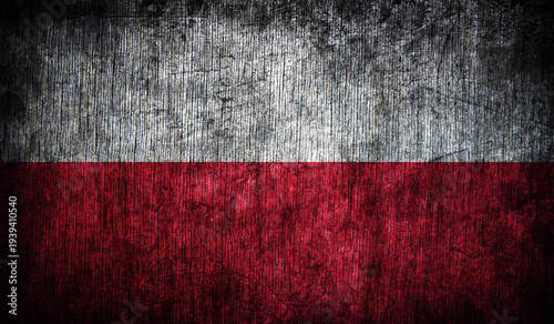 Abstract retro flag of Poland on a wooden background.