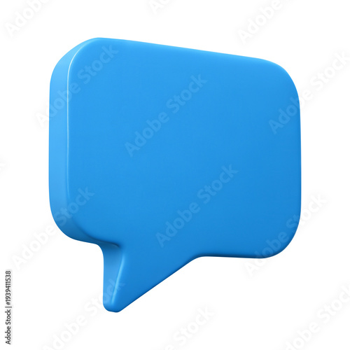 3d blue speech bubble message icon isolated for social media chat and feedback.