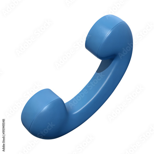 3d blue phone receiver icon isolated for customer support and communication services.