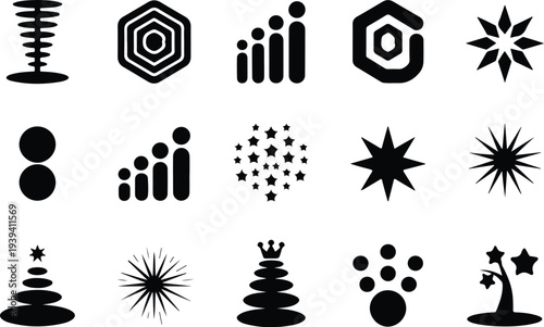 Set of 16 business infographic icons vector
