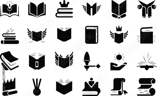 Set of 20 book and education icons vector