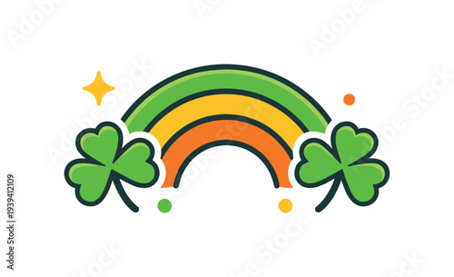 St. Patrick's Day rainbow and shamrocks with sparkles and dots