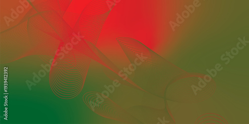 Flowing red, green, and black glowing ribbons twisting over a dark, moody background sprinkled with tiny sparkling particles, futuristic digital technology scene, vector style.